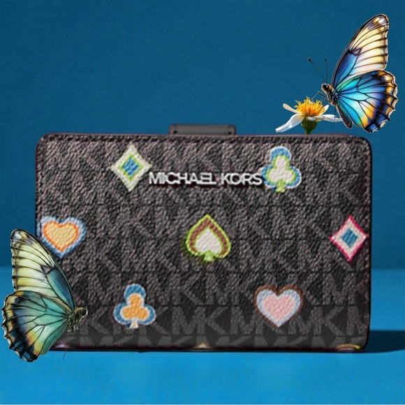 Michael Kors Handbags - NWT Michael Kors Black Wallet with Vibrant Accents.